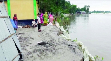 Erosion of the river Teesta rendered 250 homestead in Gangachara Upazila